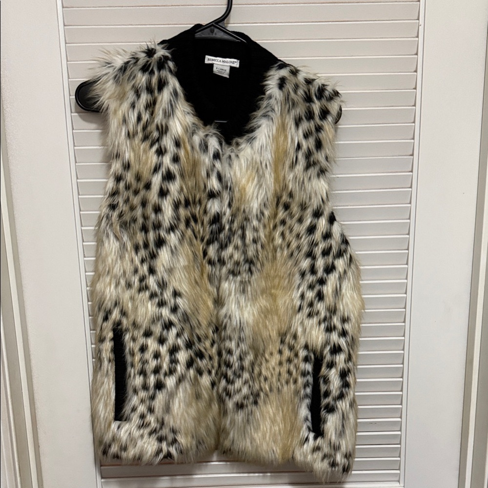 Rebecca Malone Black and Cream Faux Fur Vest